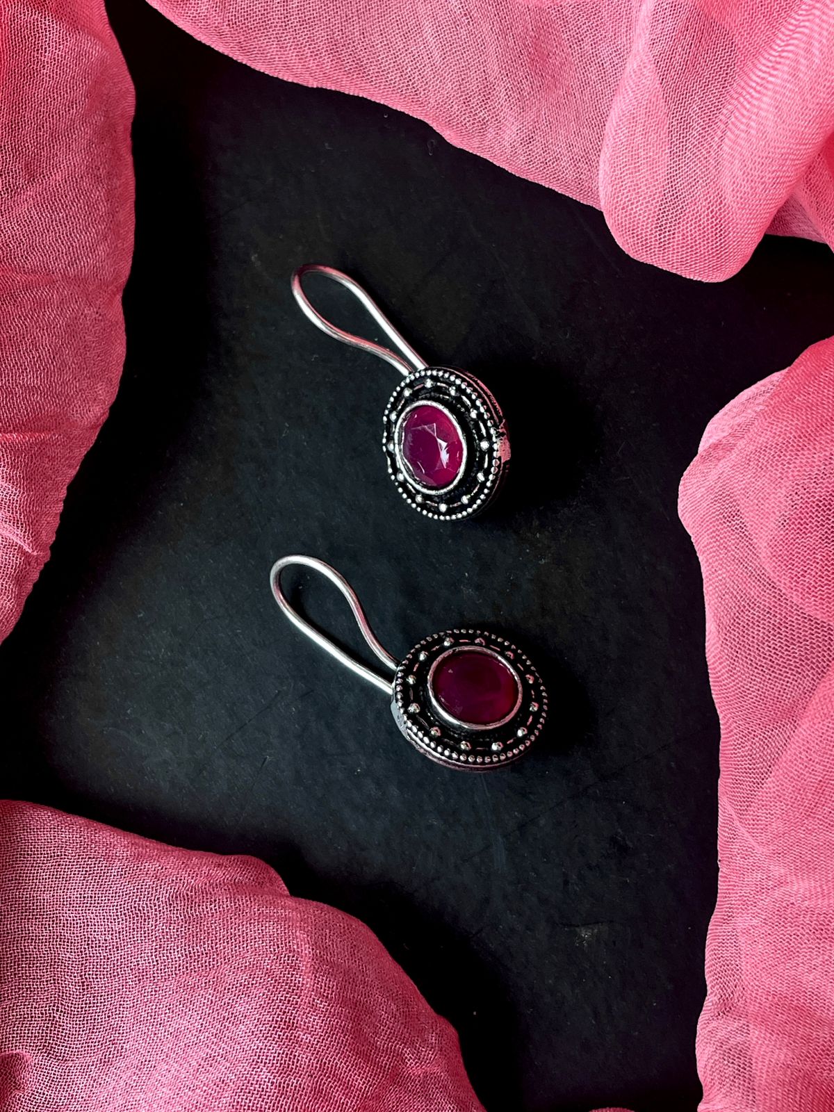 Monalisa Stone Oxidized Stud Earring