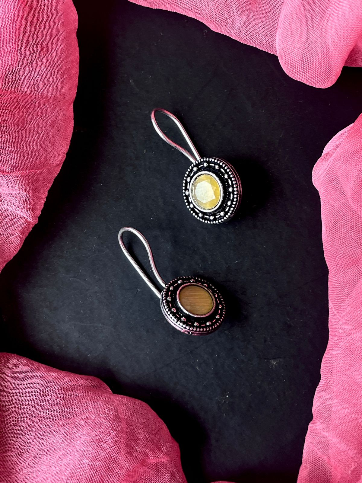 Monalisa Stone Oxidized Stud Earring