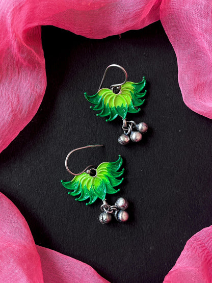 Hand Painted Oxidized Floral Ghunghroo Earring
