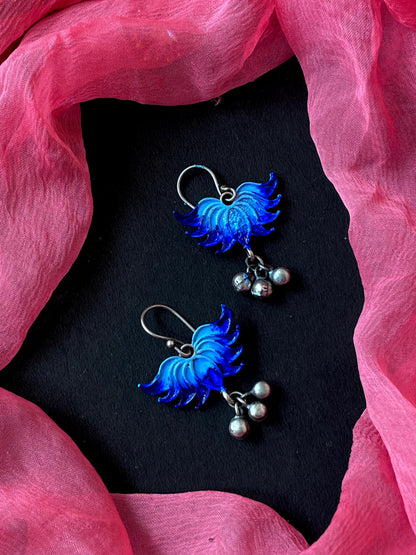 Hand Painted Oxidized Floral Ghunghroo Earring