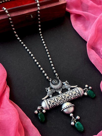 Peacock Pendant Oxidized Chain Necklace