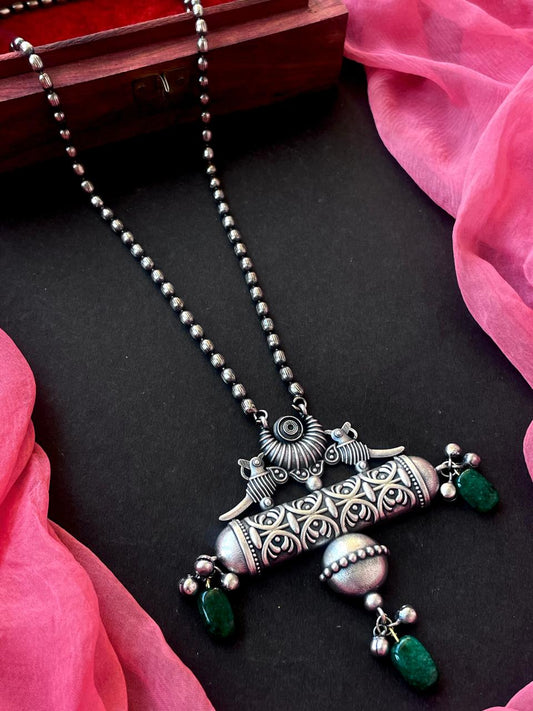 Peacock Pendant Oxidized Chain Necklace