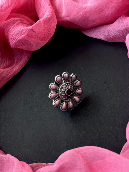 Floral Silver Replica Ethnic Ring