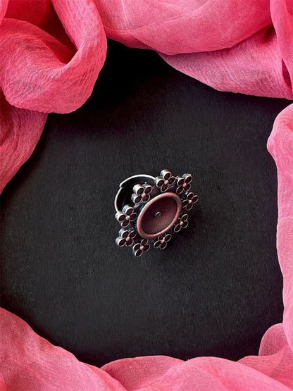 Floral Shape Oxidized Traditional Ring