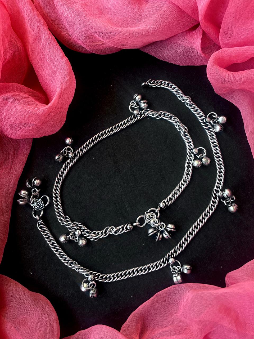 Silver Replica Anklet Pair