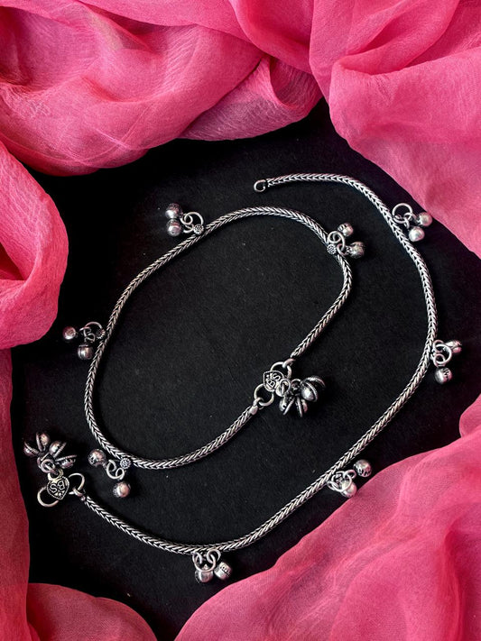 Oxidized Ethnic Anklet Pair