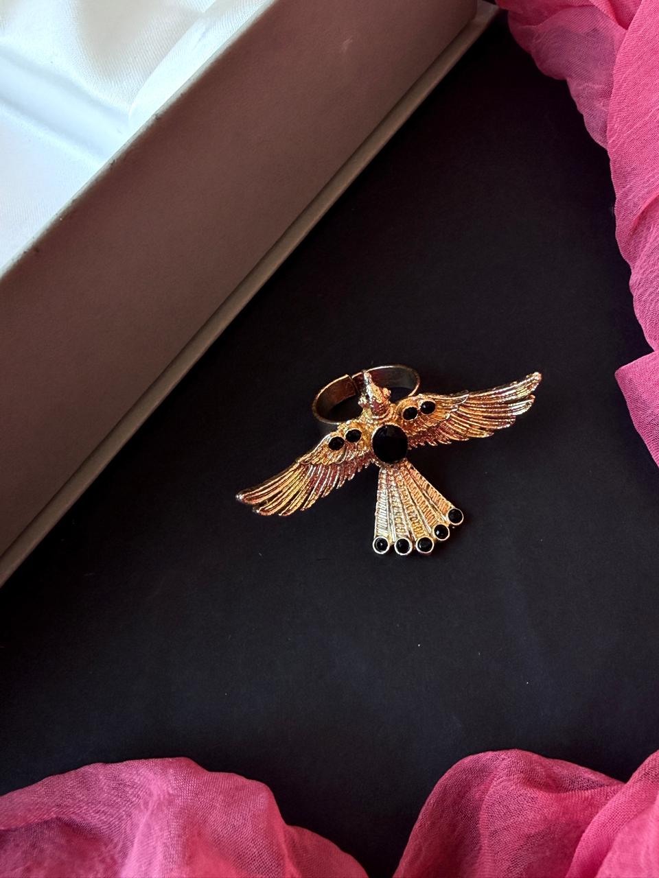 Golden Eagle shape Monalisa Stone Ring