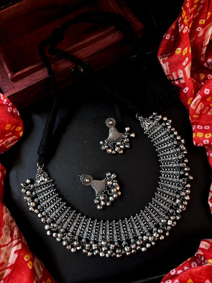 Oxidized Ethnic Partywear Choker with Earring set