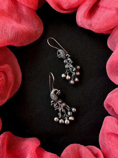 Peacock shape Oxidized Earring