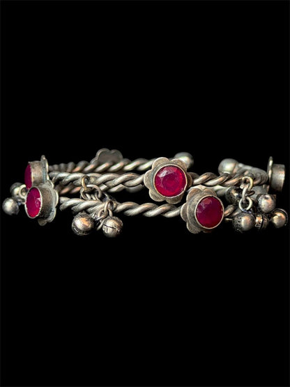 Oxidized Twisted Stone Bangles with Ghunghroo