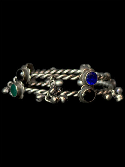 Oxidized Twisted Stone Bangles with Ghunghroo