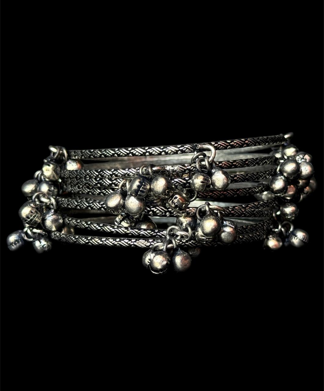 Oxidized Ghunghroo Bangles (set of 8 Bangles)