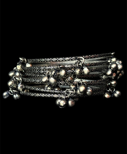 Oxidized Ghunghroo Bangles (set of 8 Bangles)