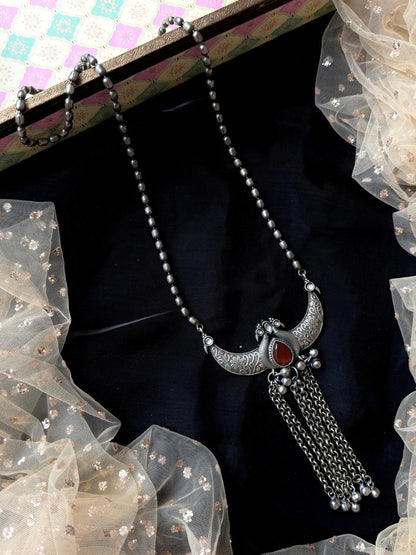 Monalisa Stone Oxidized Long Necklace