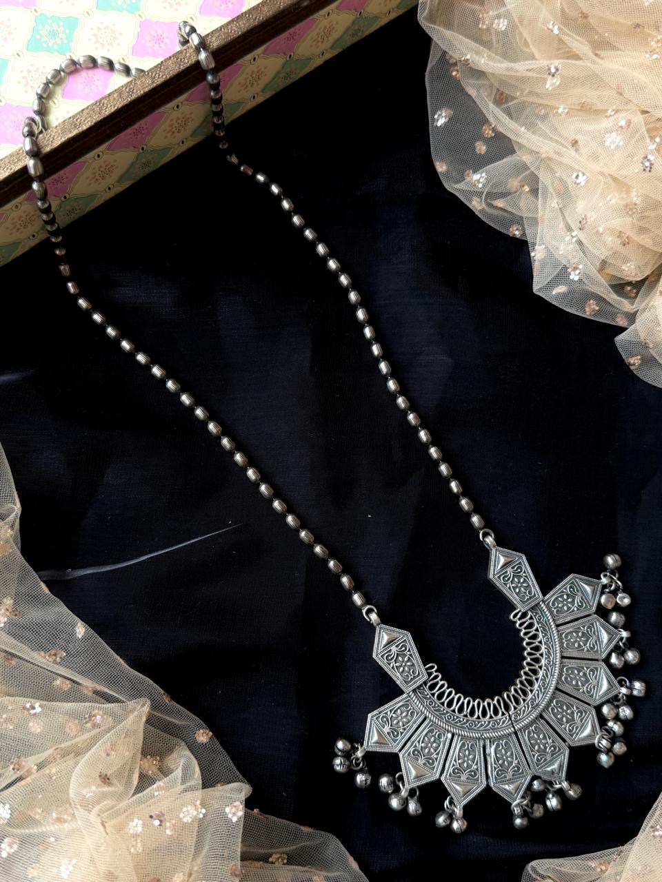Black Polish Partywear Long Necklace