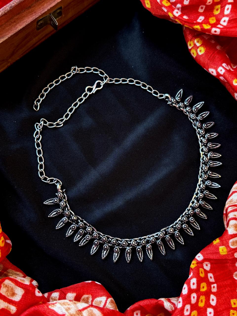 Oxidized Silver Replica Choker Necklace