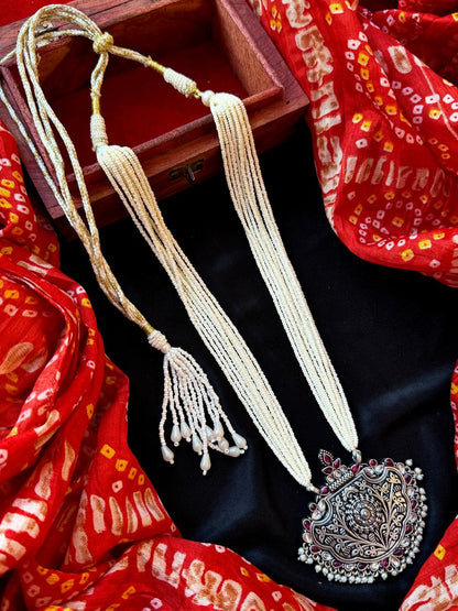 Oxidized Pendant Cheer Multi Layered Mala Necklace