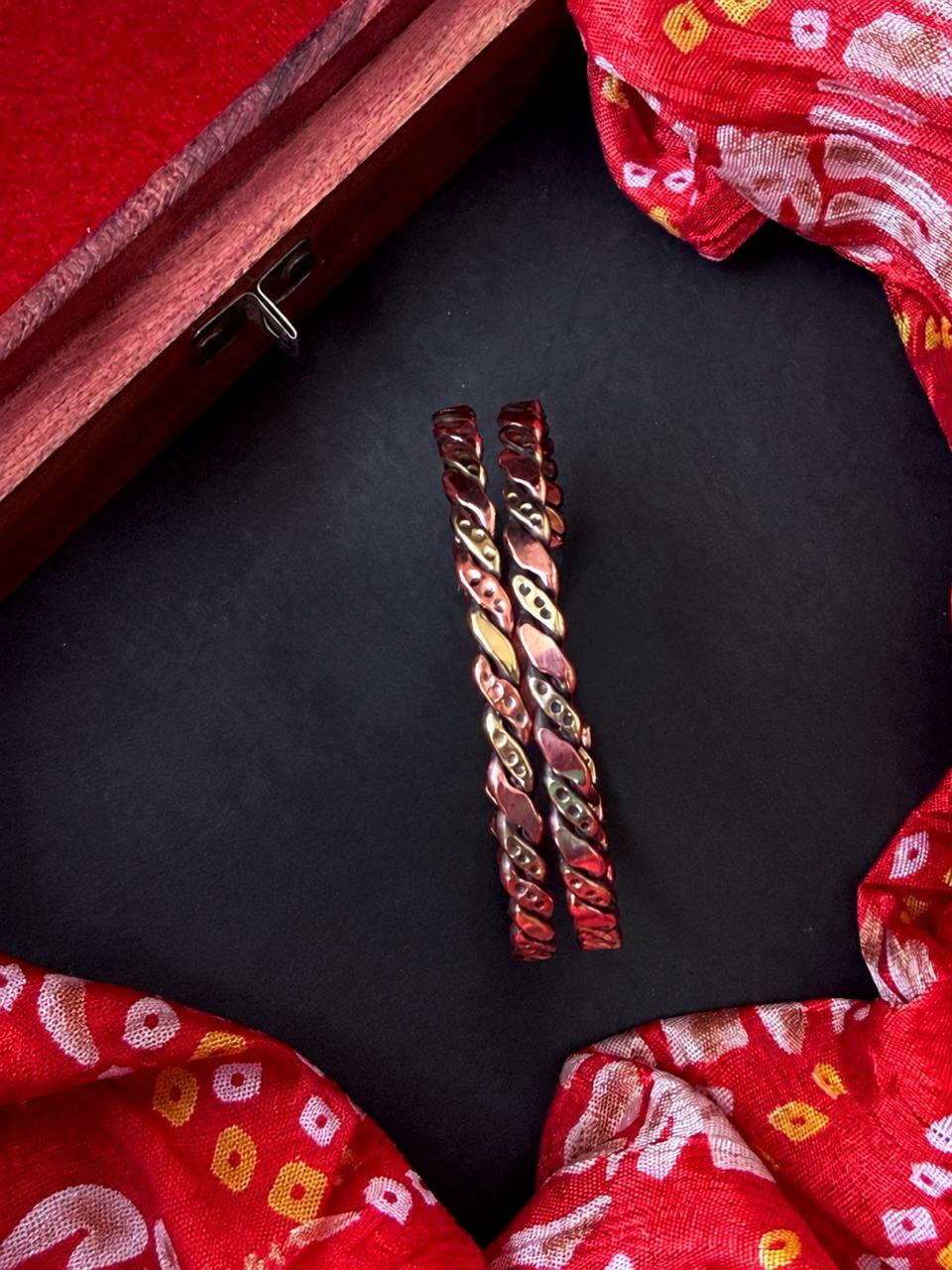 Copper Gold Finish Openable Bangles