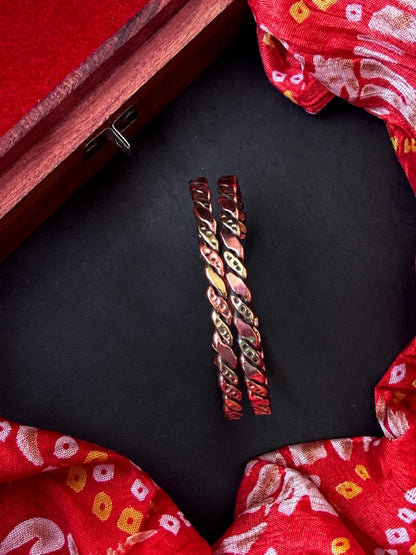Copper Gold Finish Openable Bangles