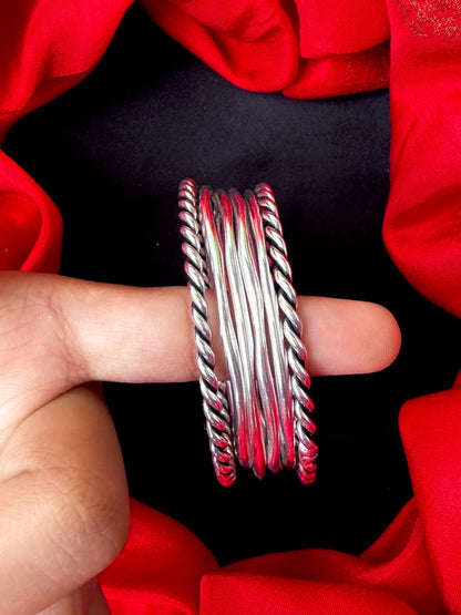 Oxidized Silver Replica Bangle set