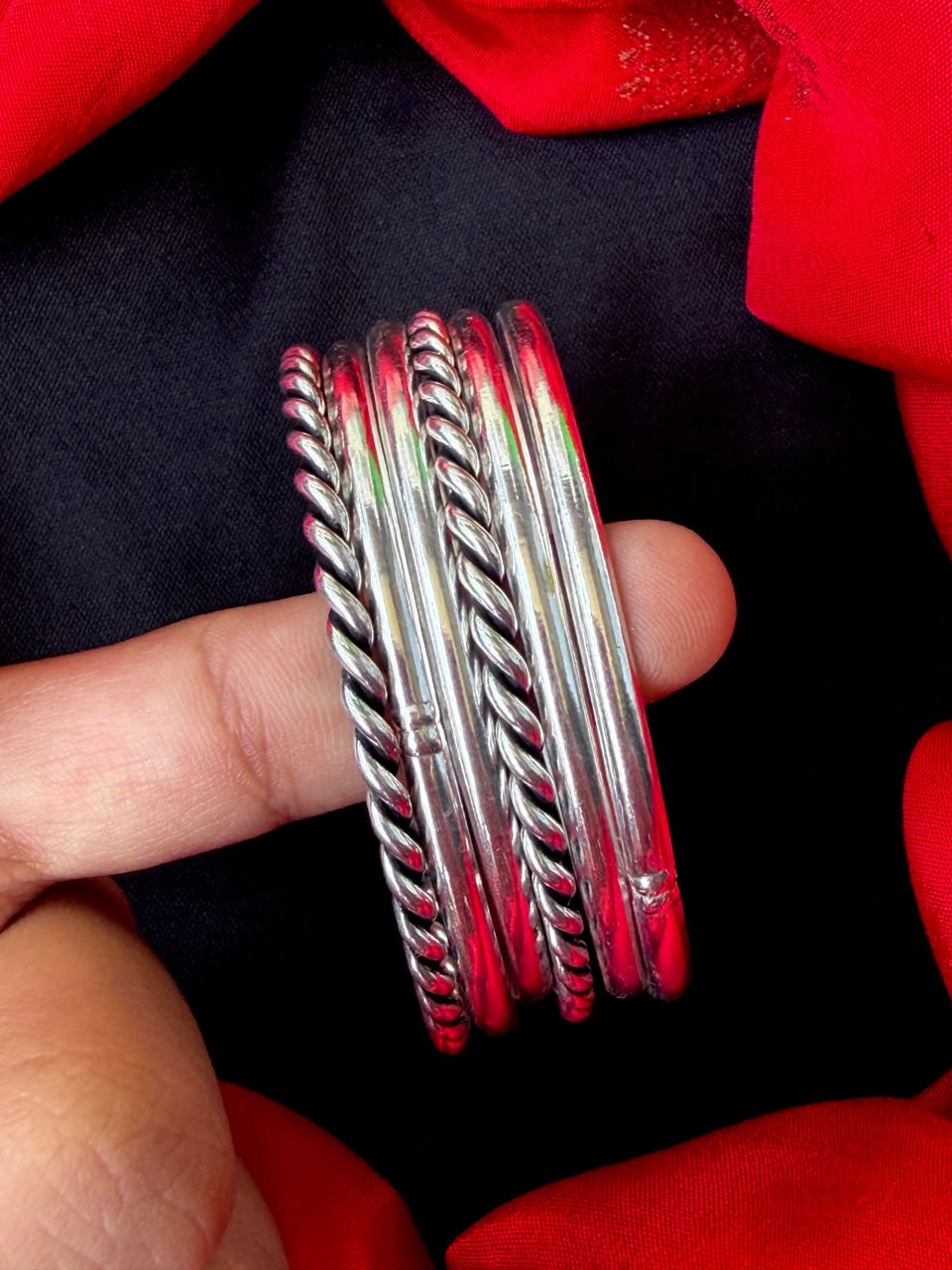 Oxidized Silver Replica Bangle set