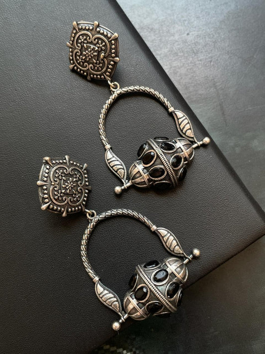 Black Polish Antique Look Earring