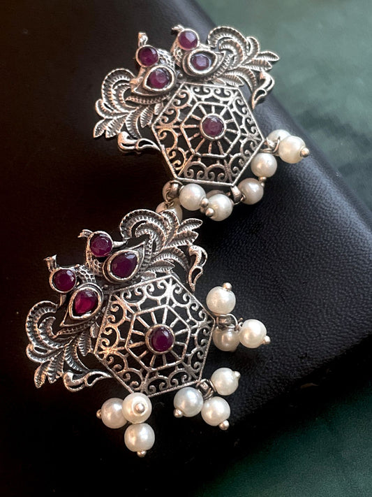 Black Polish Oxidized Earring