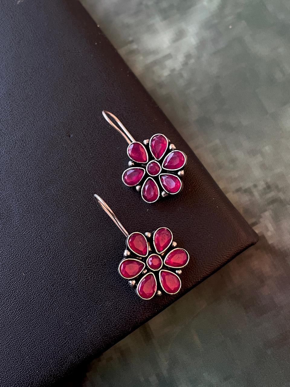 Floral Stone Stud Earring