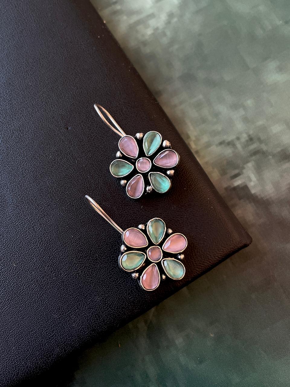 Floral Stone Stud Earring