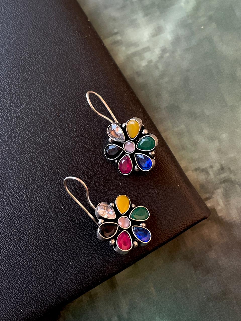 Floral Stone Stud Earring