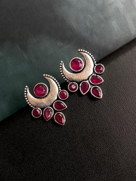 Monalisa Stone Moon Shape Small beautiful Stud Earring