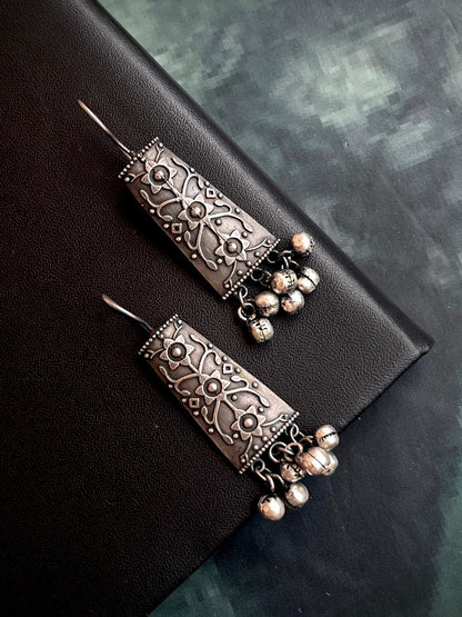 Black Polish Antique Look Ghunghroo Earring