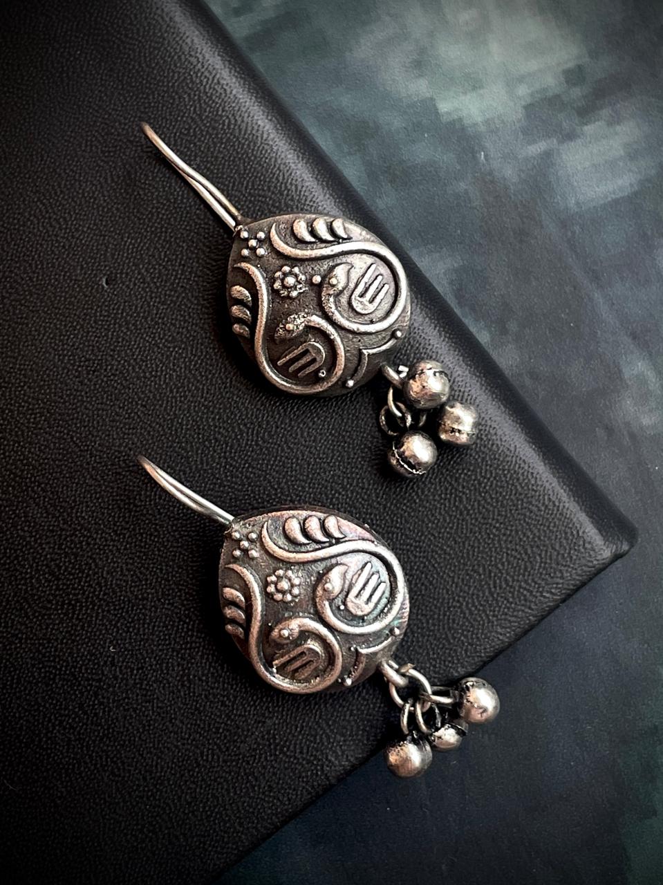 Black Polish Antique Look Ghunghroo Earring