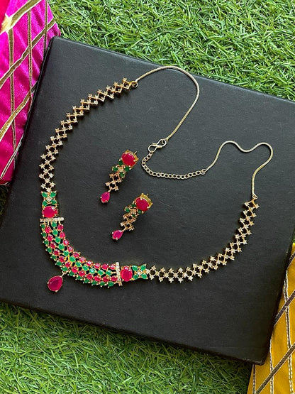 AD Multicolour choker with Earring set