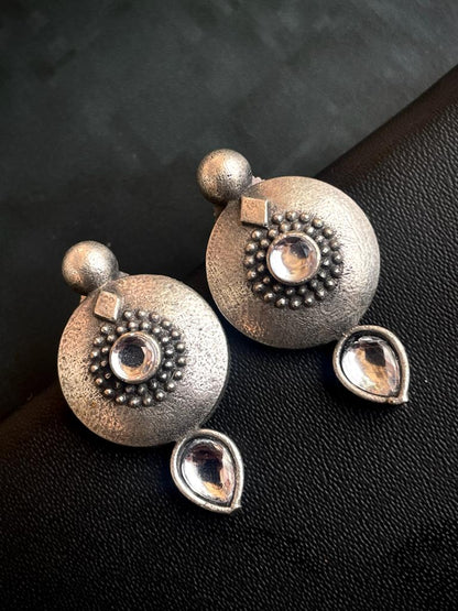 Silver Replica Monalisa Stone Stud Earring