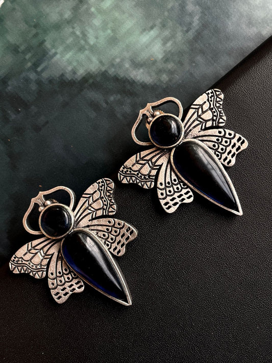 Butterflies Shape Oxidized Stud Earring