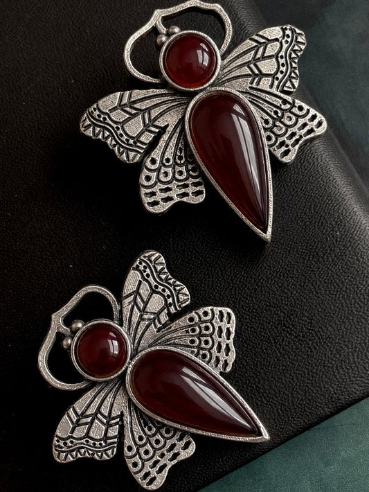 Butterflies Shape Oxidized Stud Earring