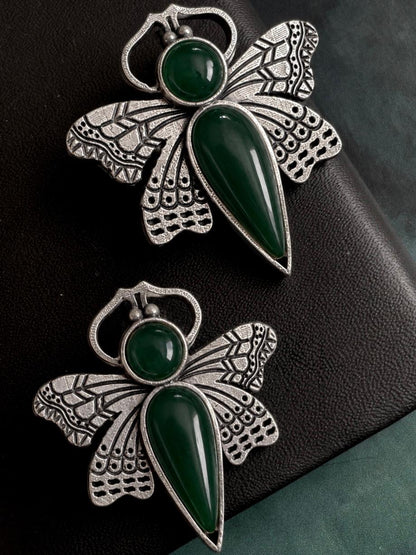 Butterflies Shape Oxidized Stud Earring
