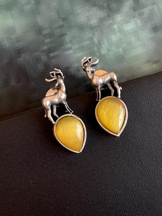 Deer Shape Oxidized Stud Earring