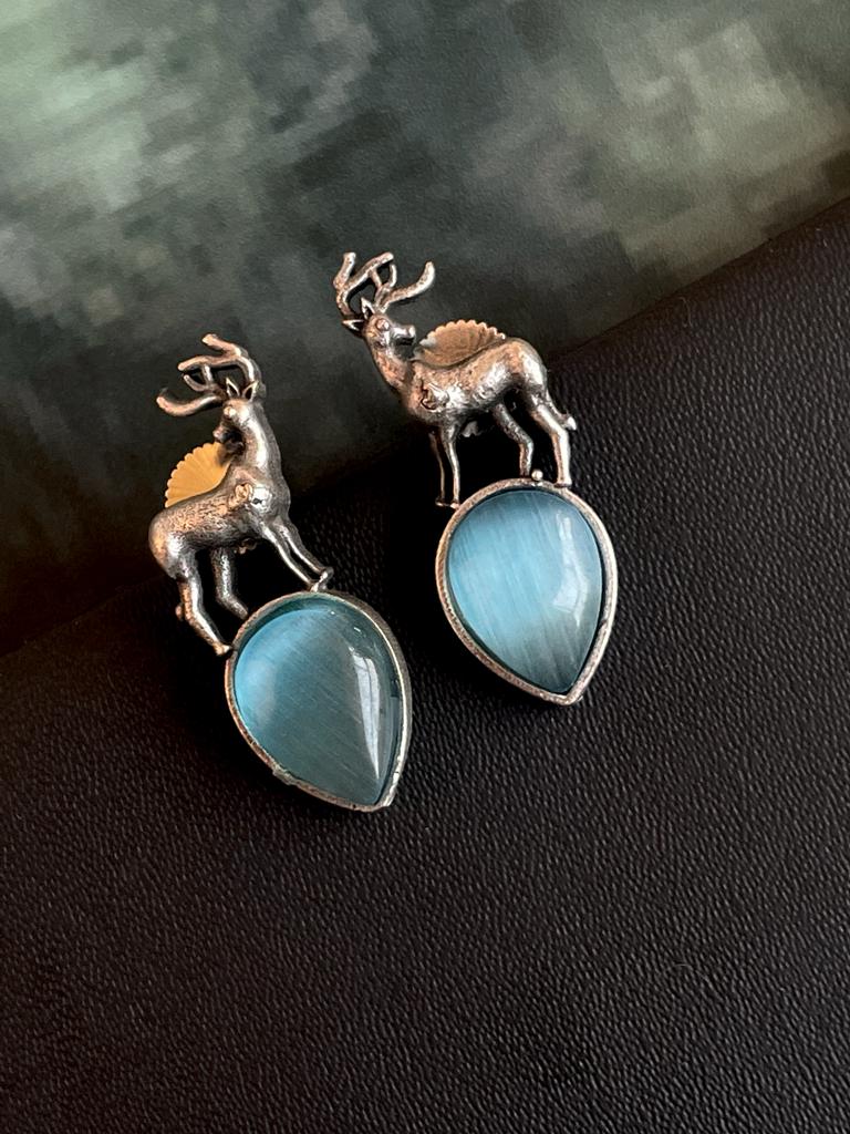 Deer Shape Oxidized Stud Earring