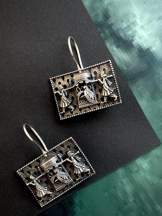 Oxidized Silver Plated Stud Earring