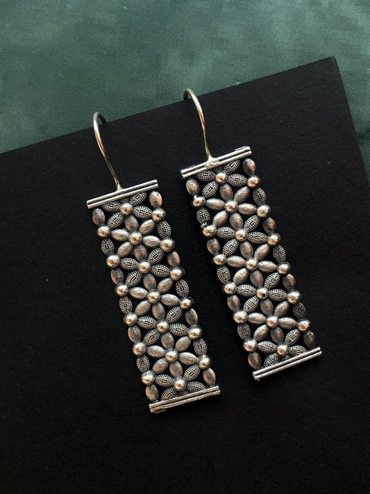 Oxidized Silver Plated Designer Drop Earring