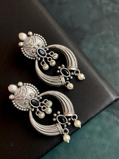 Oxidized Chandbali Drop Earring