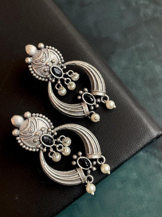 Oxidized Chandbali Drop Earring