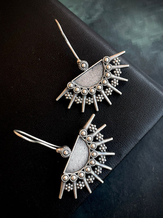 Oxidized Half flower shape Earring