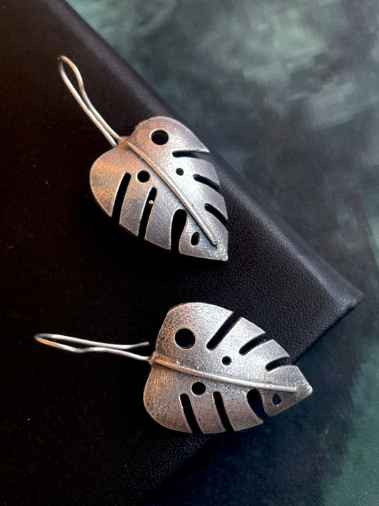 Leaf Shape Oxidized Antique Earring