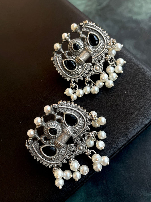 Black Polish Antique Oxidized Earring