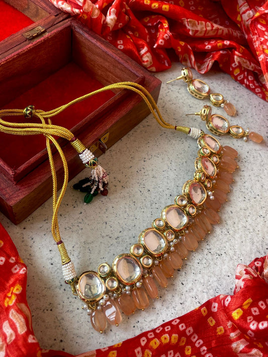 Jade Stone Kundan Choker with Earring Set