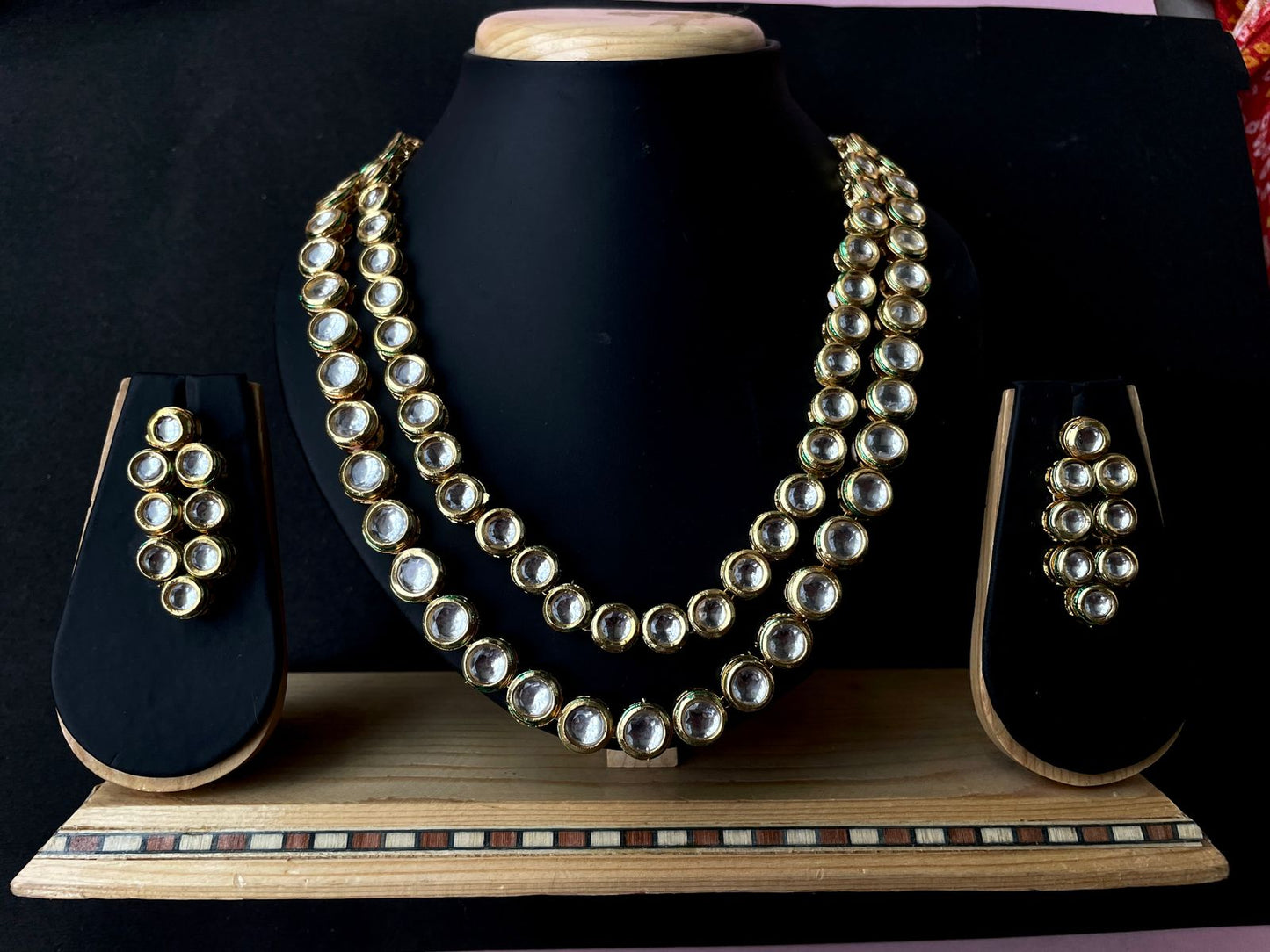 Kundan Double Layer Necklace with Earring set