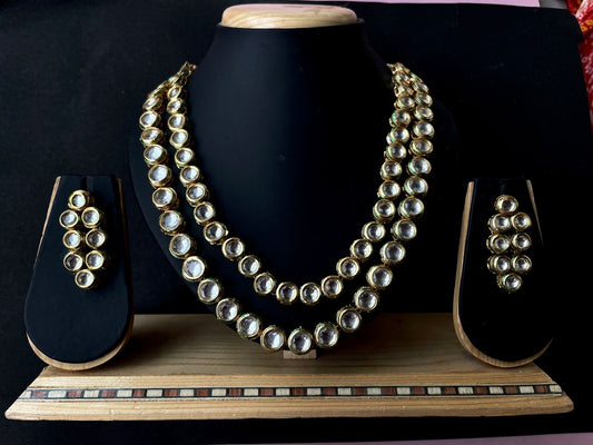 Kundan Double Layer Necklace with Earring set